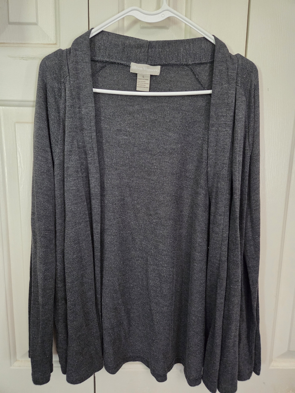 Allyson Whitmore Women's Gray Open-Front Cardigan